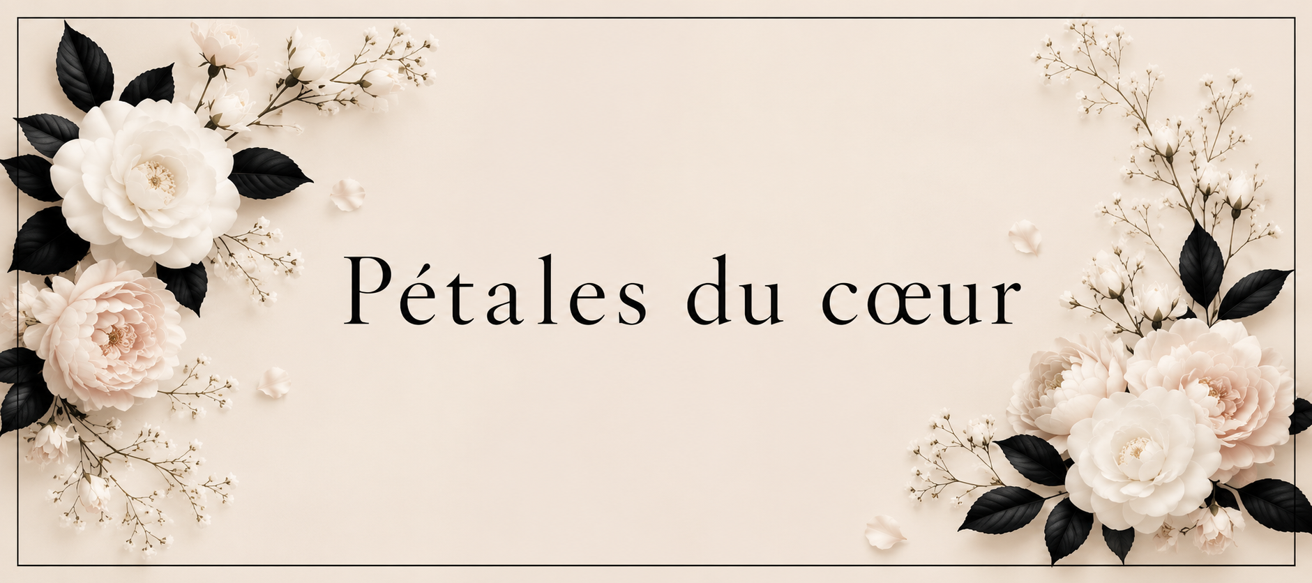 Pétales du cœurの白い花をあしらったブランドビジュアル